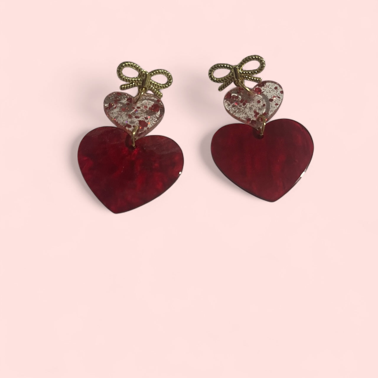 Elegant Double Heart Drop Earrings