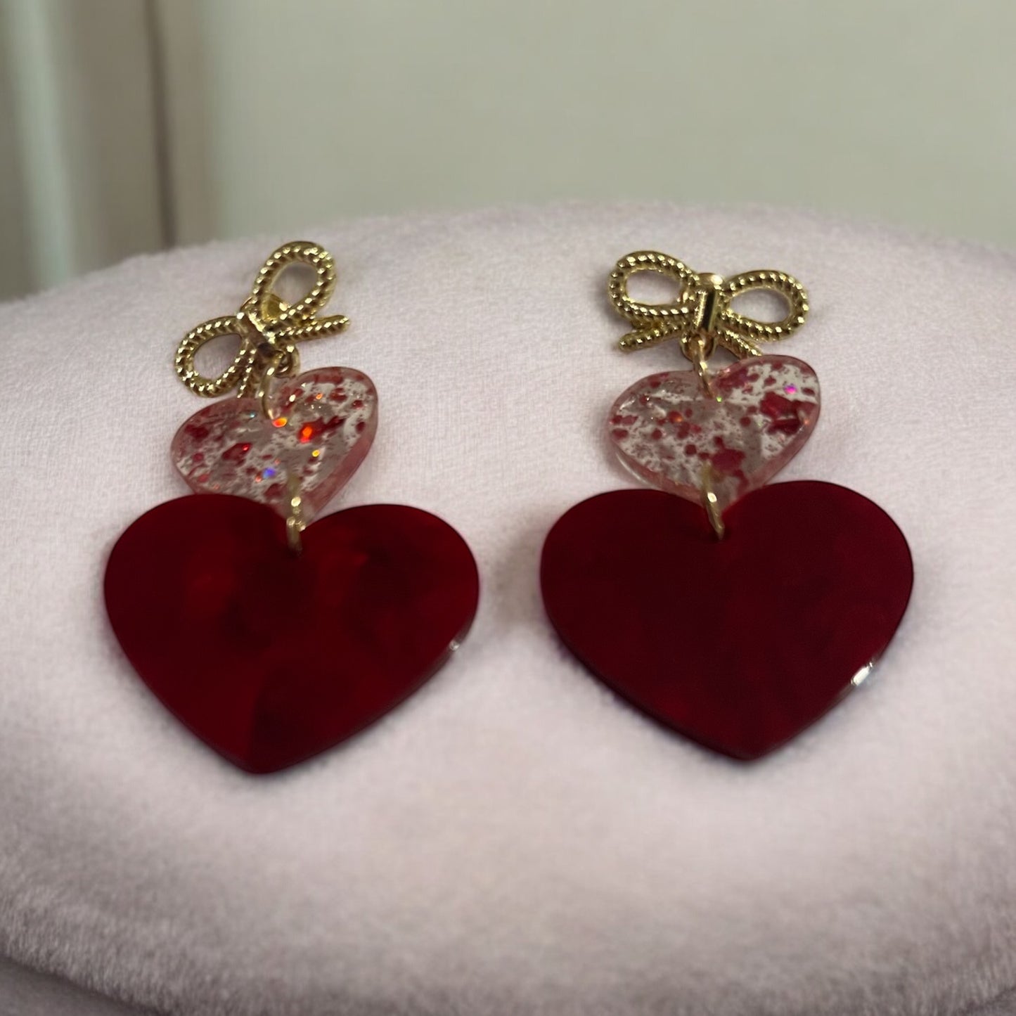 Elegant Double Heart Drop Earrings