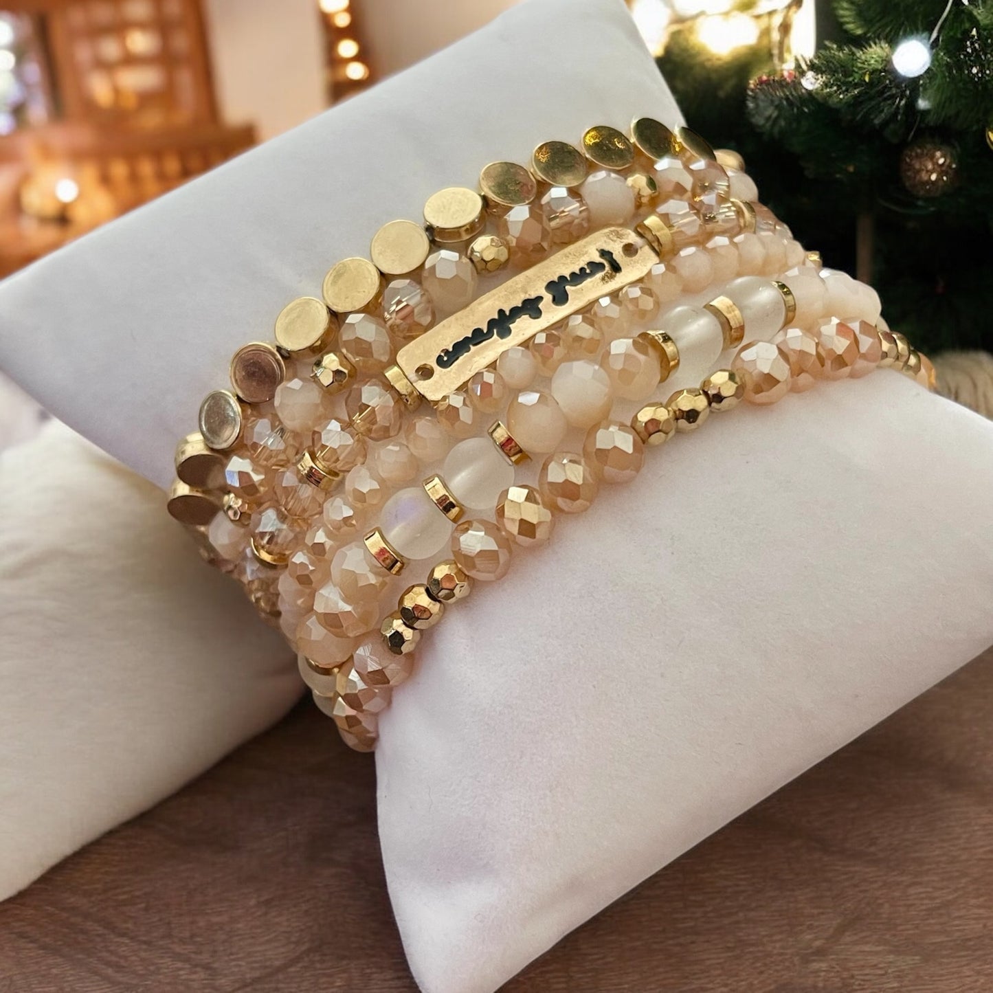 Amazing Grace Nude & Gold 6-Stack Bracelet Set