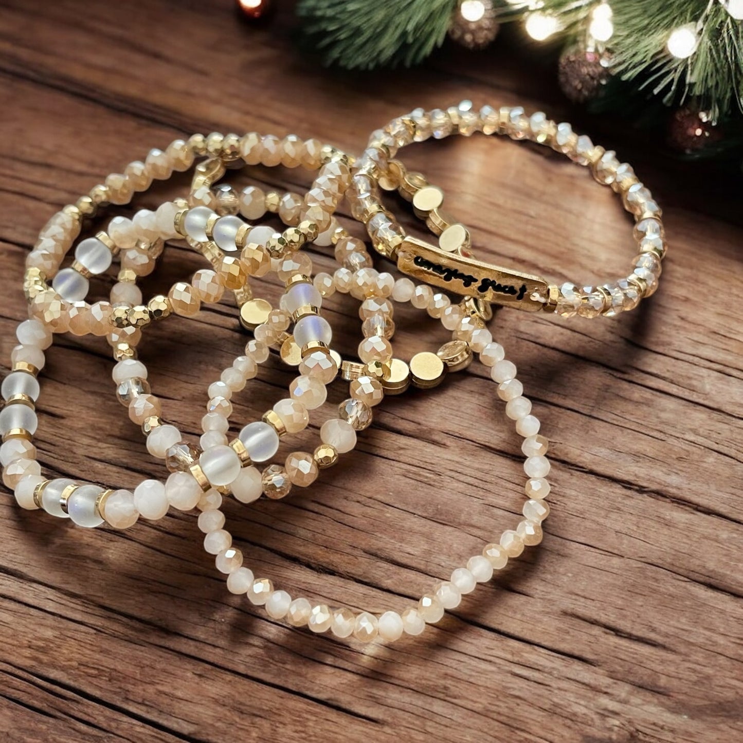 Amazing Grace Nude & Gold 6-Stack Bracelet Set