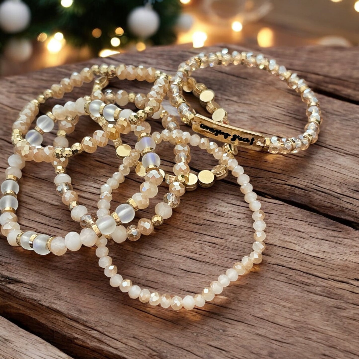 Amazing Grace Nude & Gold 6-Stack Bracelet Set