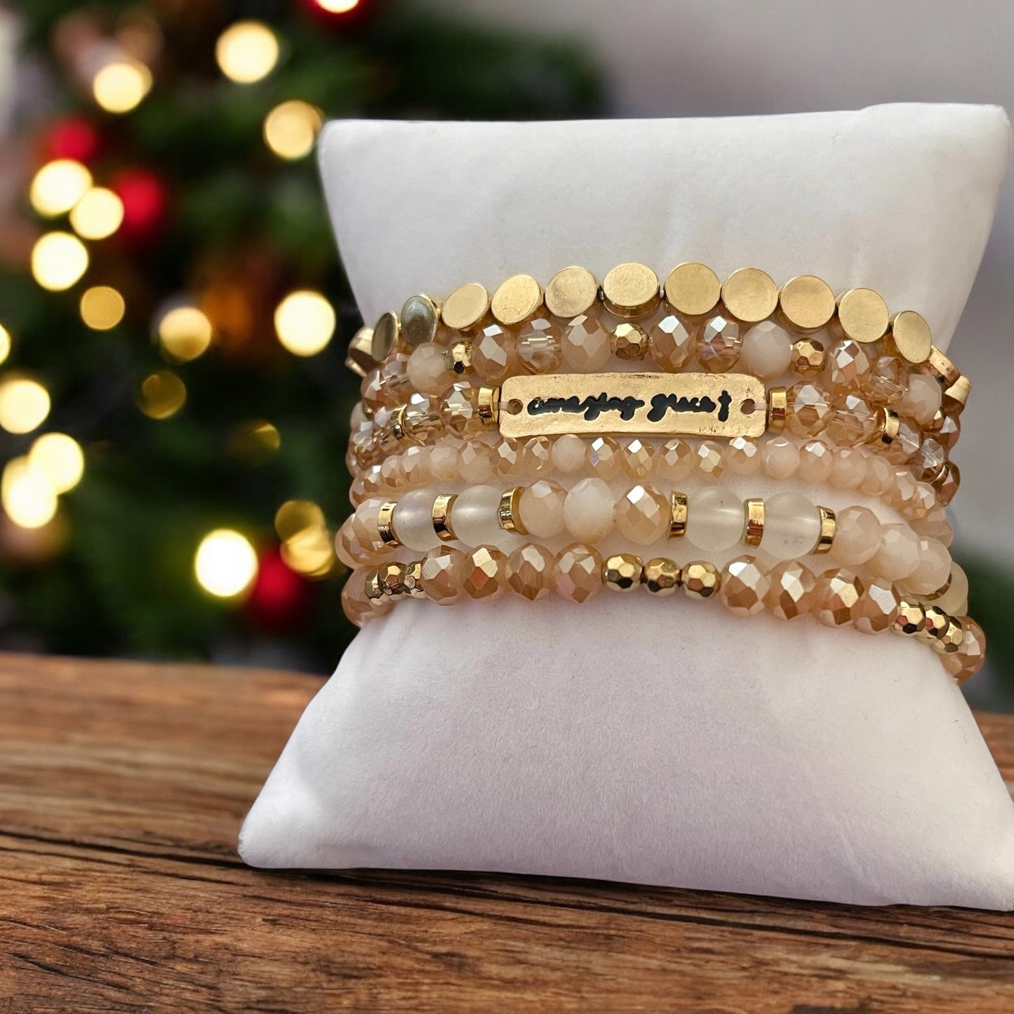 Amazing Grace Nude & Gold 6-Stack Bracelet Set