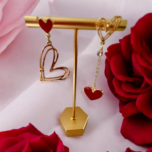 Asymmetrical Love Heart Earrings
