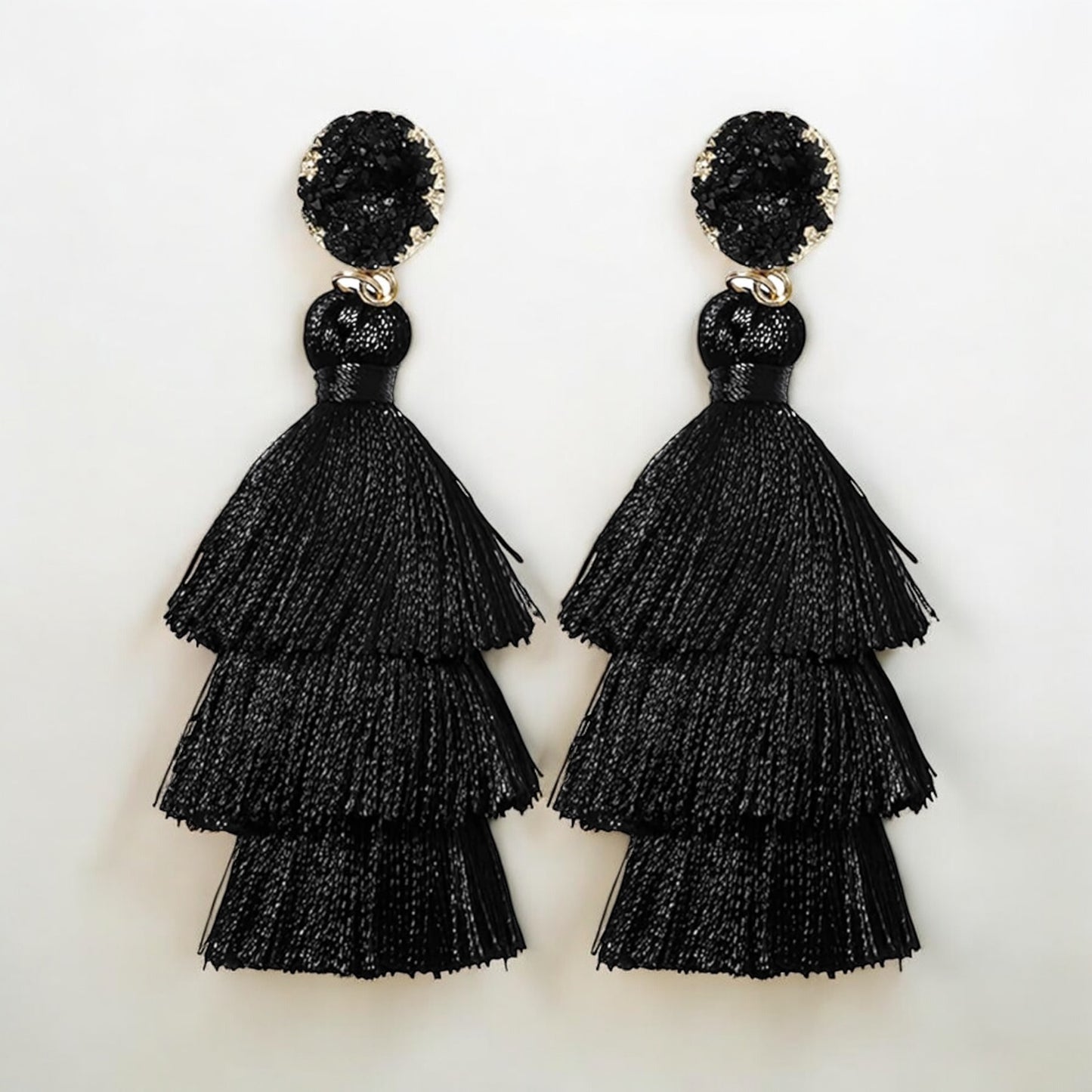 Elegant Black Tassel Earrings
