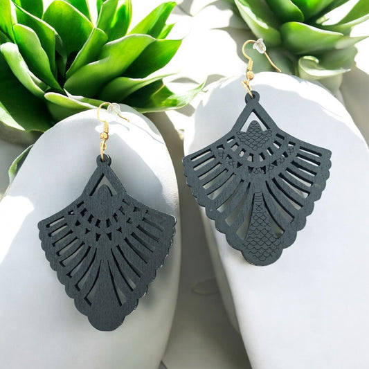 Black Wood Statement Earrings