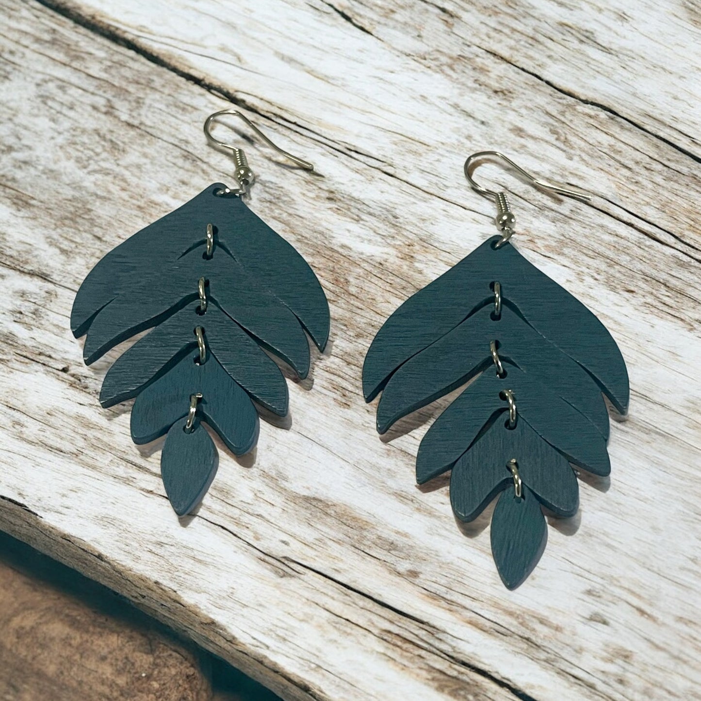 Blue Cascade Leaf Drop Earrings