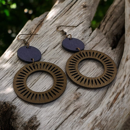 Rustic Sunburst Circle Earrings