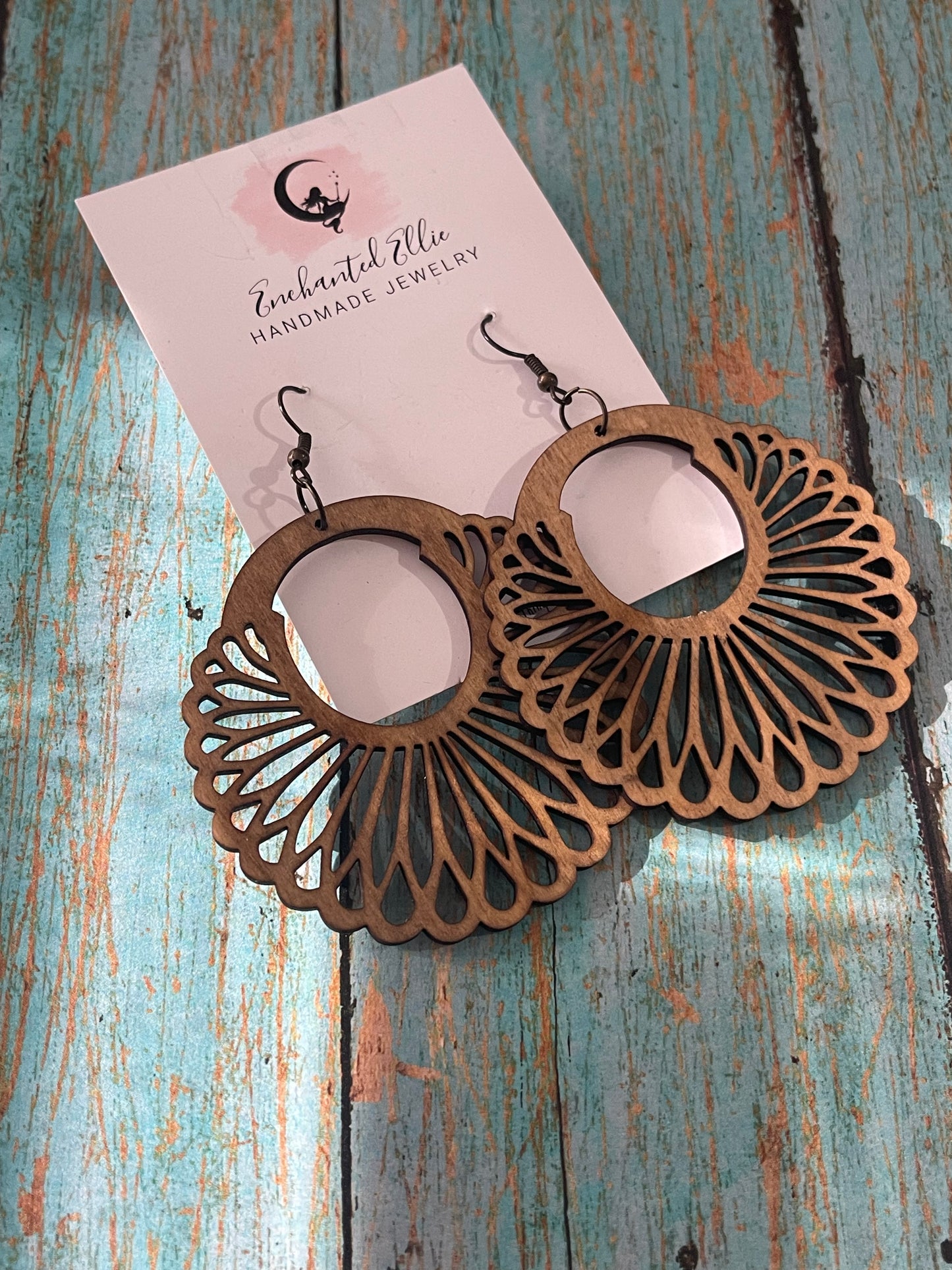 Chamomile Flower Boho Wood Earrings