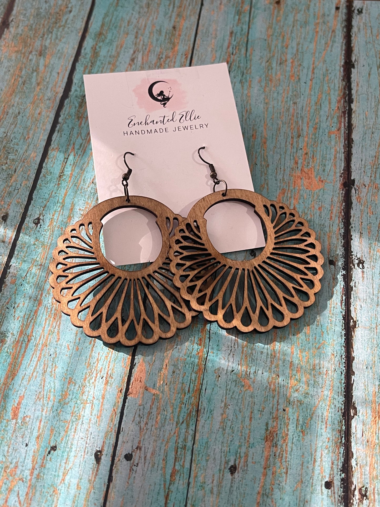 Chamomile Flower Boho Wood Earrings