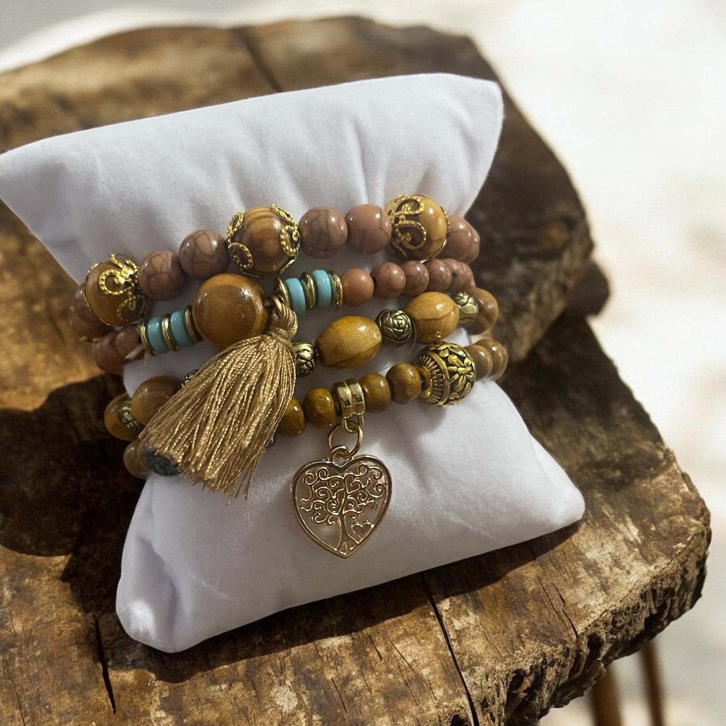 Boho Earth & Turquoise 4-Stack Bracelet Set