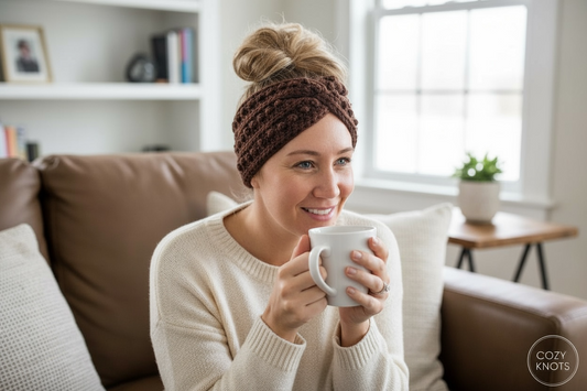 Enchanted Twist Crochet Headband - Dark Brown