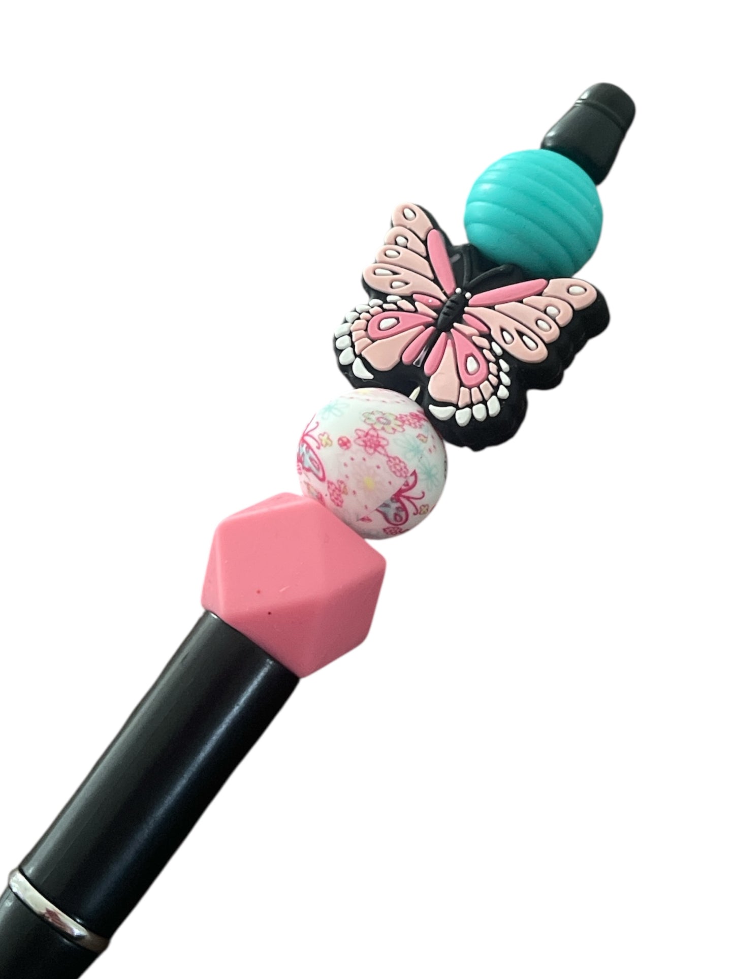 Butterfly Silicone Beaded Pen – Black Ink Pen with Refill