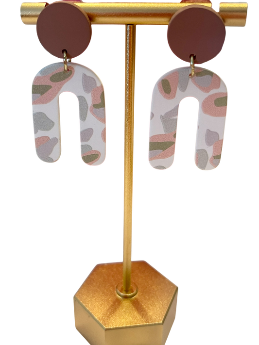 Blush Camo Arch Drop Earrings