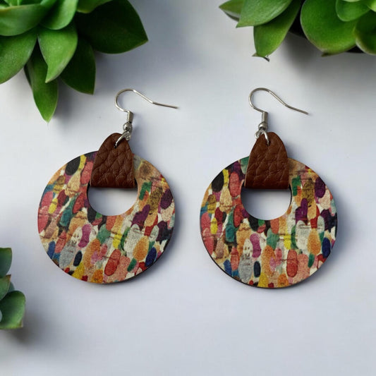 Vibrant Art Circle Earrings