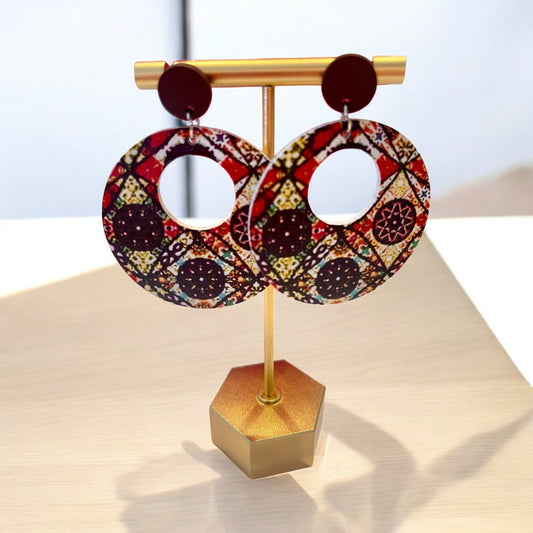 Boho Harmony Wood Circle Earrings