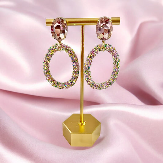 Rosé Sparkle Hoop Earrings