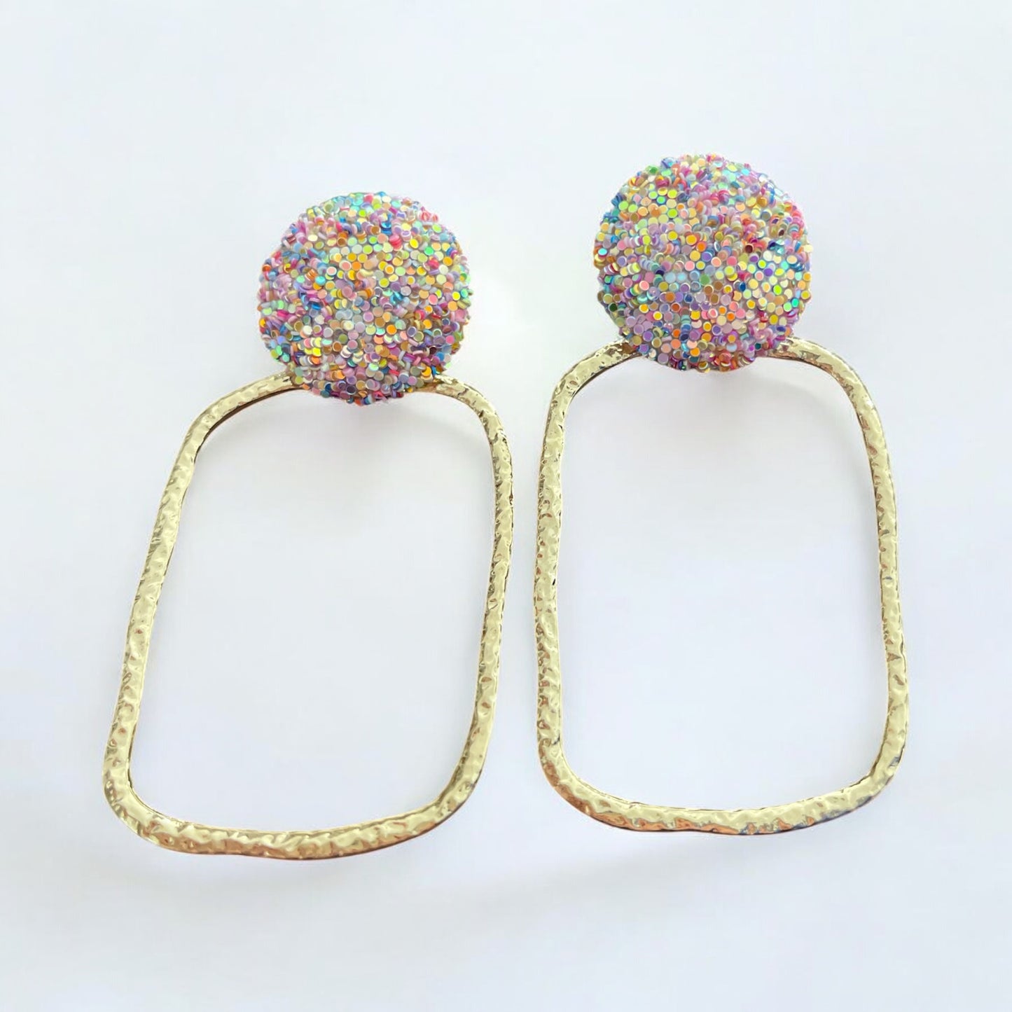 Confetti & Gold Textured Drop Earrings