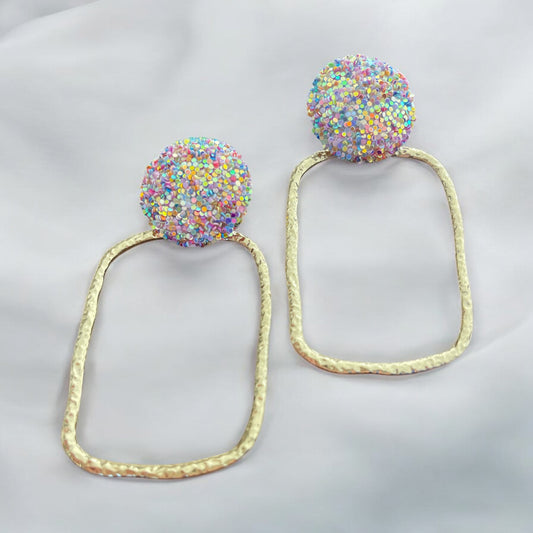 Confetti & Gold Textured Drop Earrings