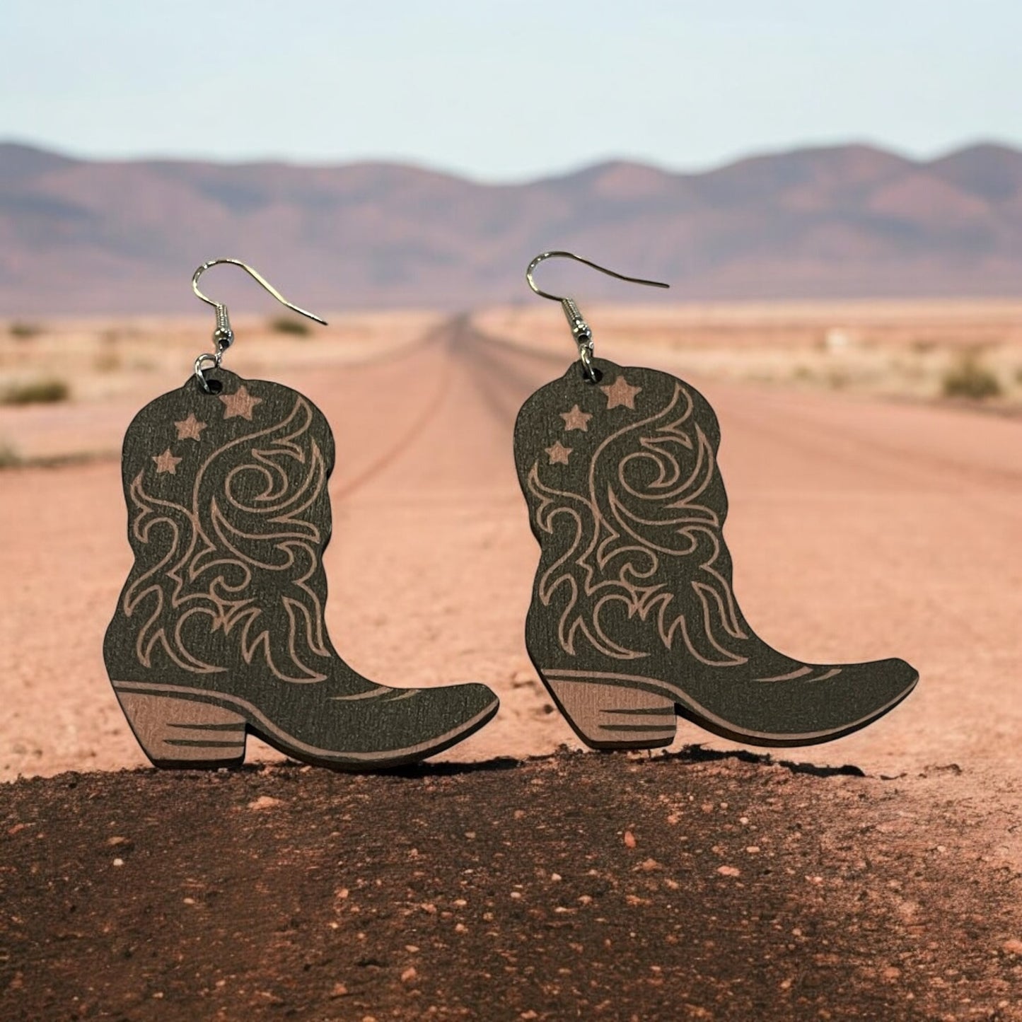 Rustic Western Boot Earrings