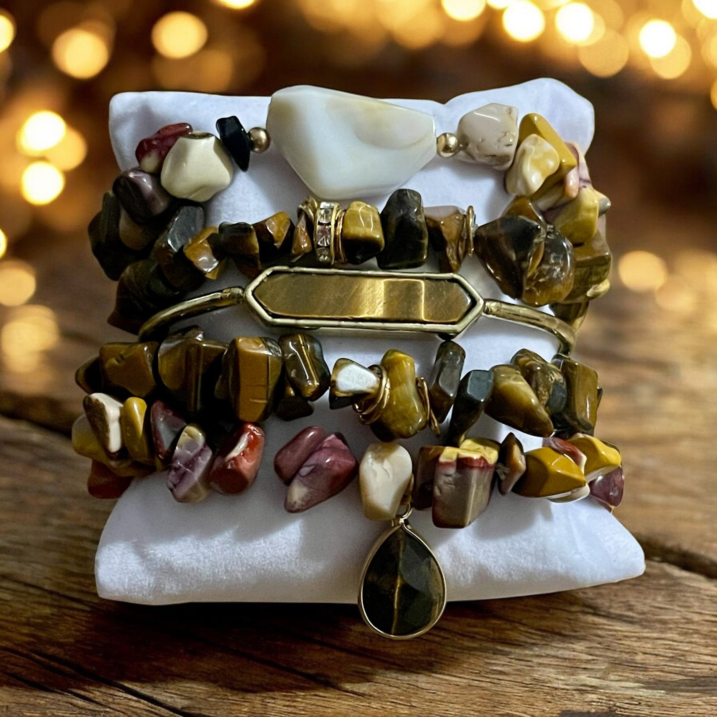 Earthy Elegance 5-Piece Bracelet Stack – Browns, Golds & Natural Tones