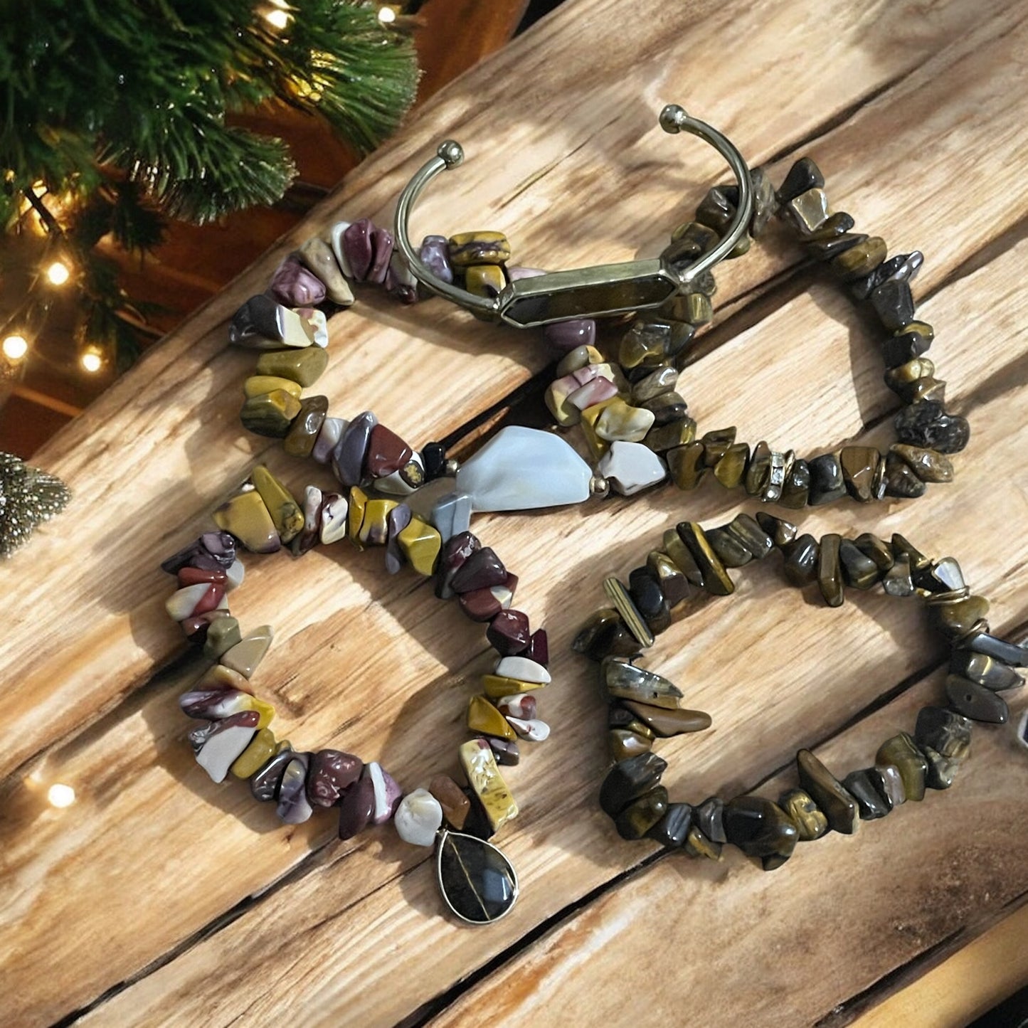 Earthy Elegance 5-Piece Bracelet Stack – Browns, Golds & Natural Tones