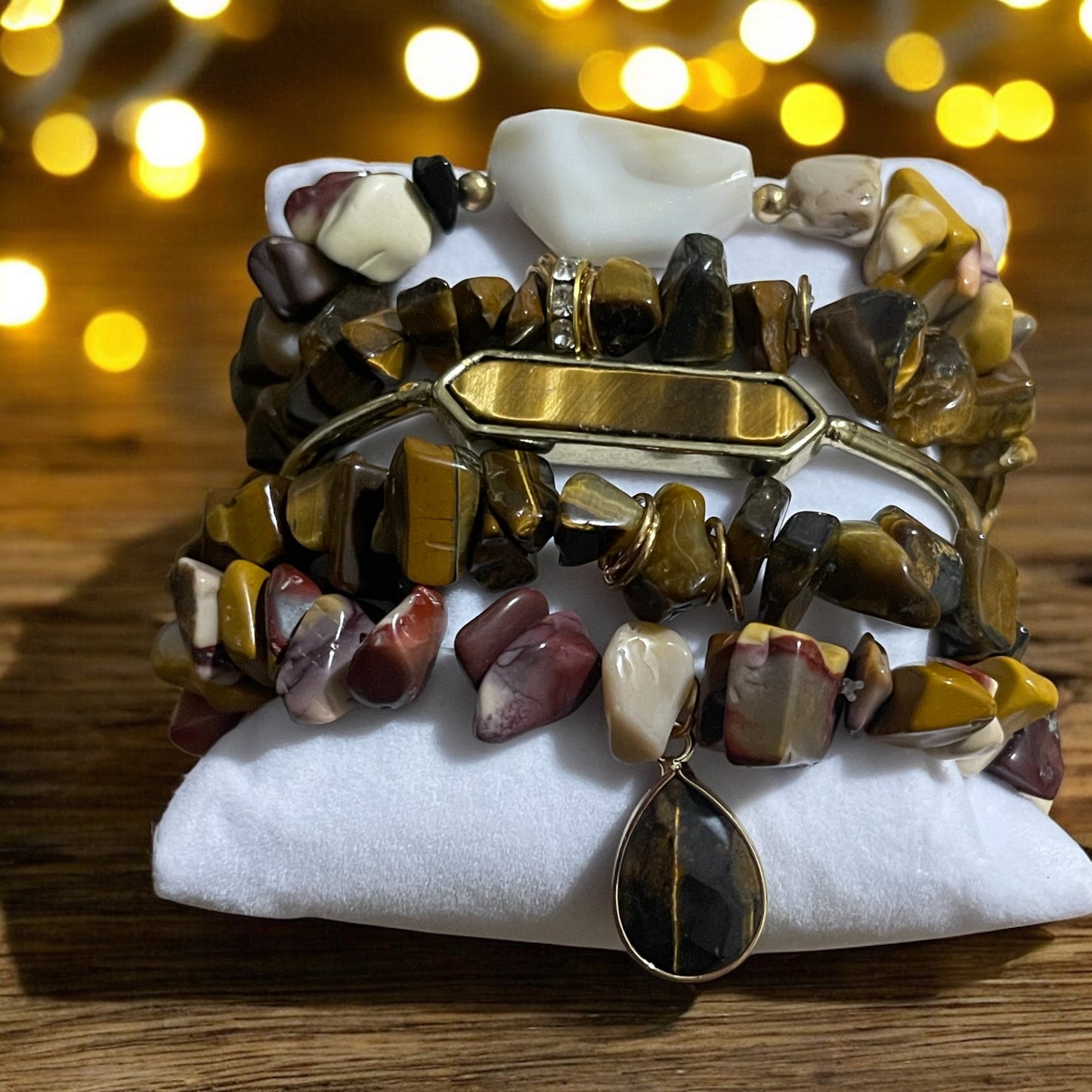Earthy Elegance 5-Piece Bracelet Stack – Browns, Golds & Natural Tones