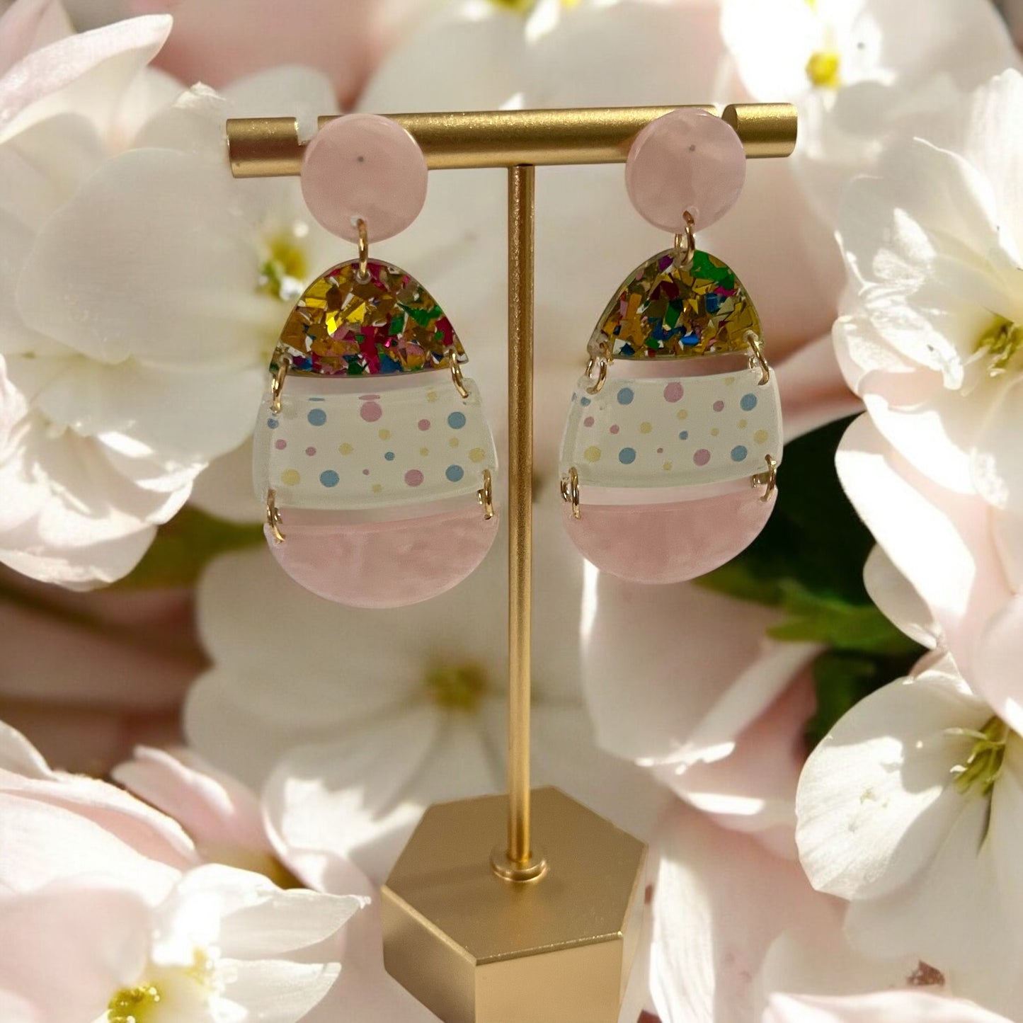 Pastel Confetti Egg Dangle Earrings