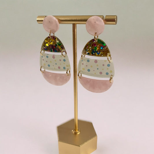Pastel Confetti Egg Dangle Earrings