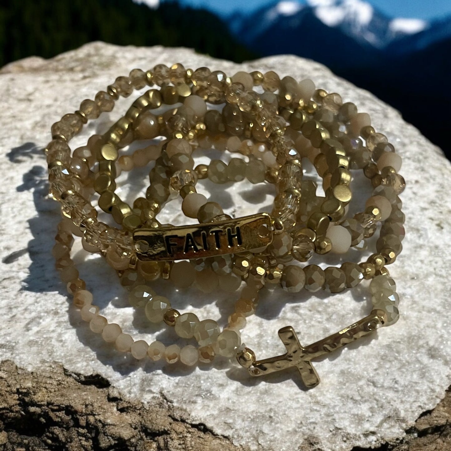 7-Piece Faith Stretch Bracelet Set