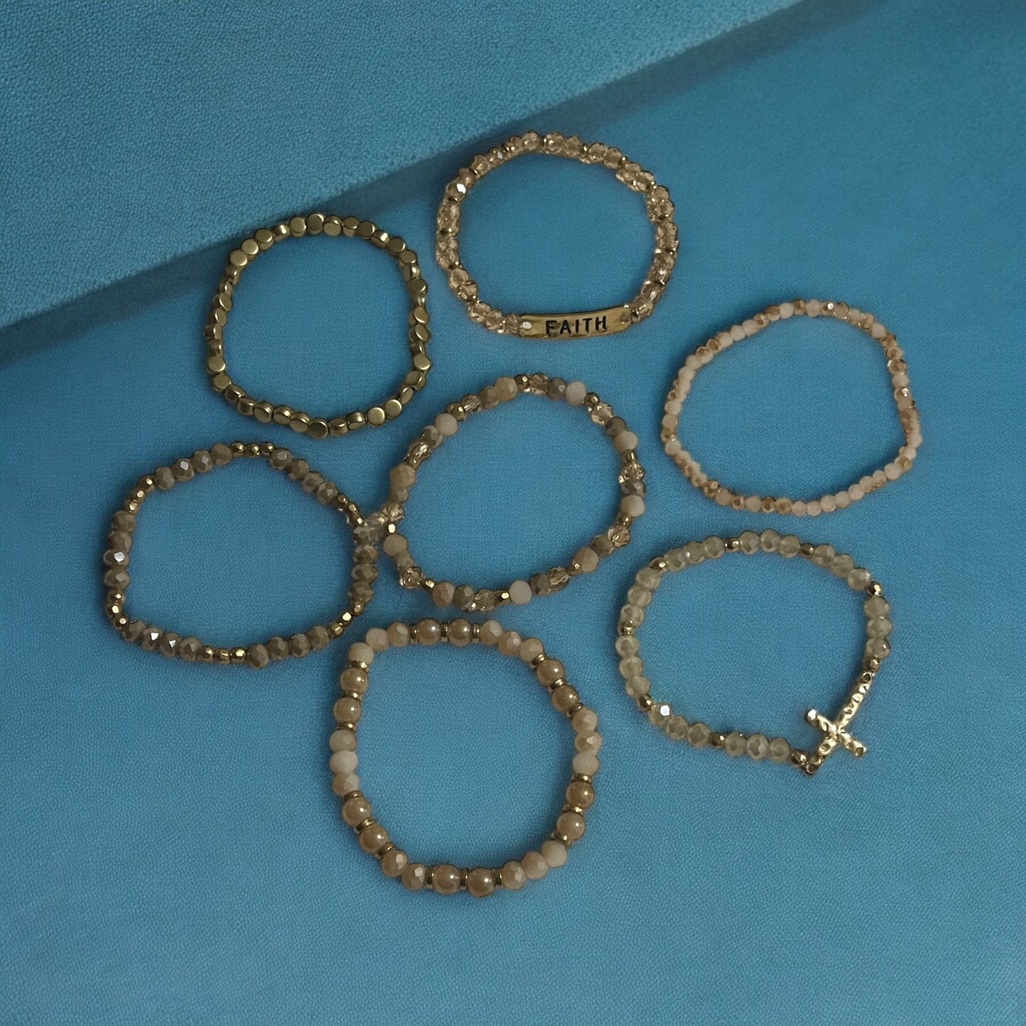 7-Piece Faith Stretch Bracelet Set