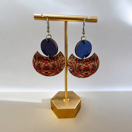 Red, White, & Blue Vintage Patriotic Wood Earrings