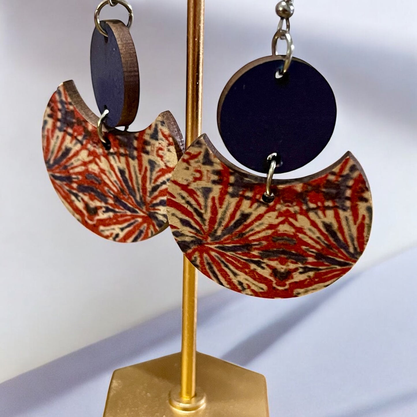 Red, White, & Blue Vintage Patriotic Wood Earrings