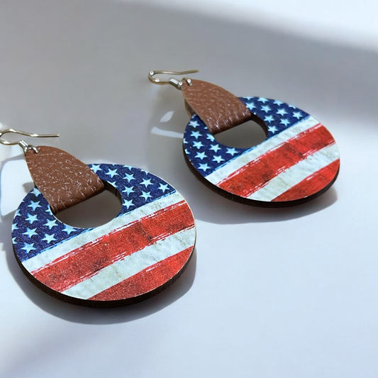 Boho Red White & Blue Dangle Earrings