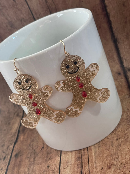 Festive  Gingerbread Man Earrings