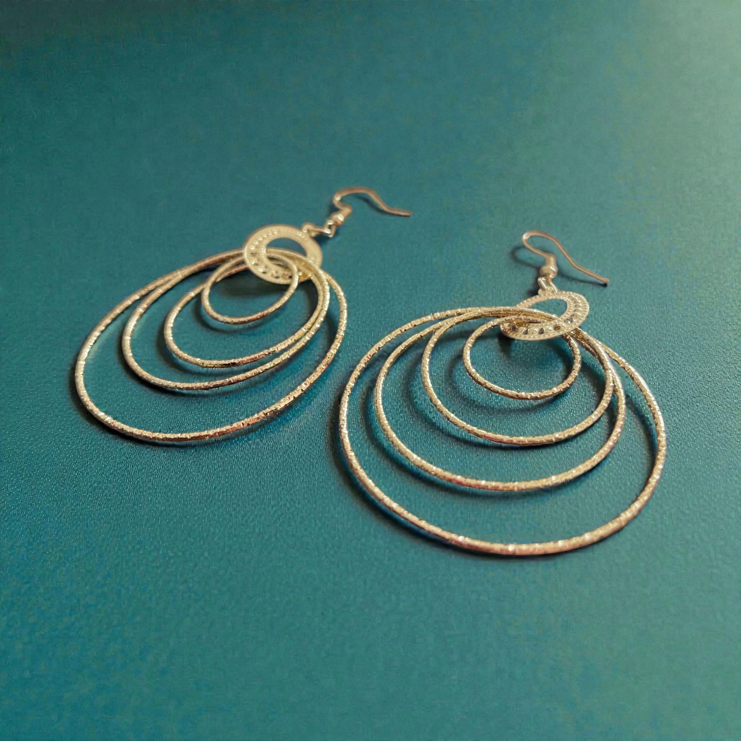 Cascading Gold Four-Hoop Drop Earrings