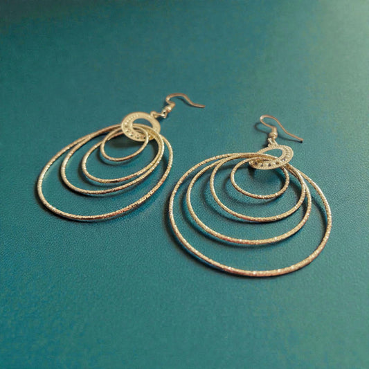 Cascading Gold Four-Hoop Drop Earrings
