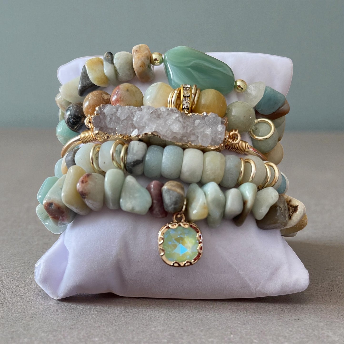 Golden Glow Gemstone Bracelet Set