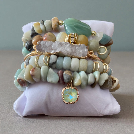 Golden Glow Gemstone Bracelet Set