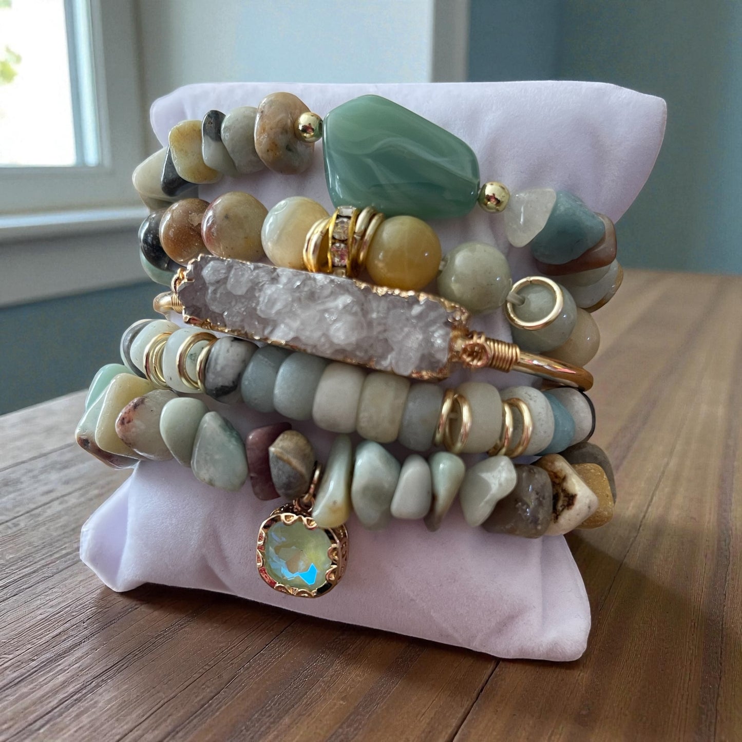 Golden Glow Gemstone Bracelet Set