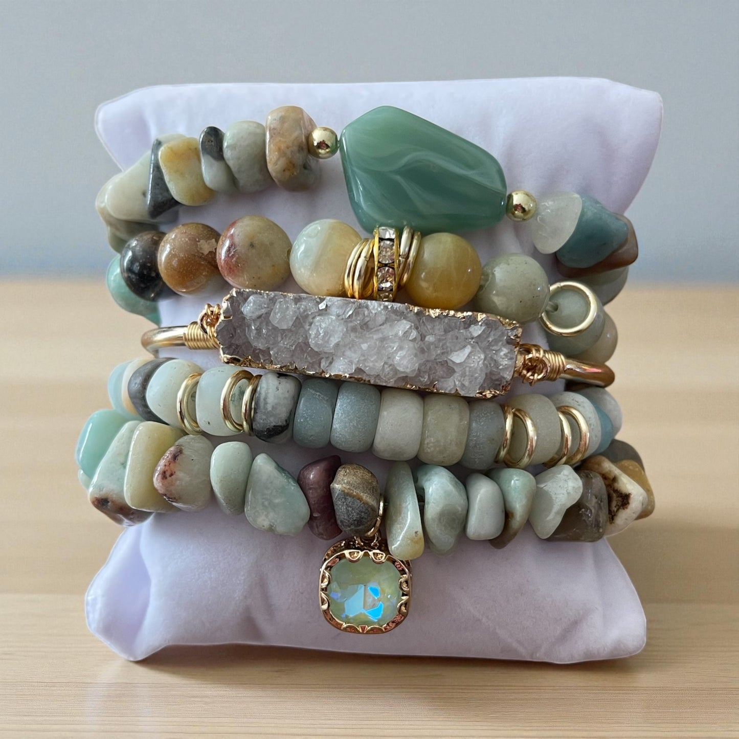 Golden Glow Gemstone Bracelet Set