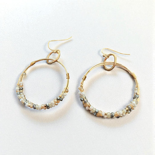 Triple Layer Hoop Earrings with Colorful Beads
