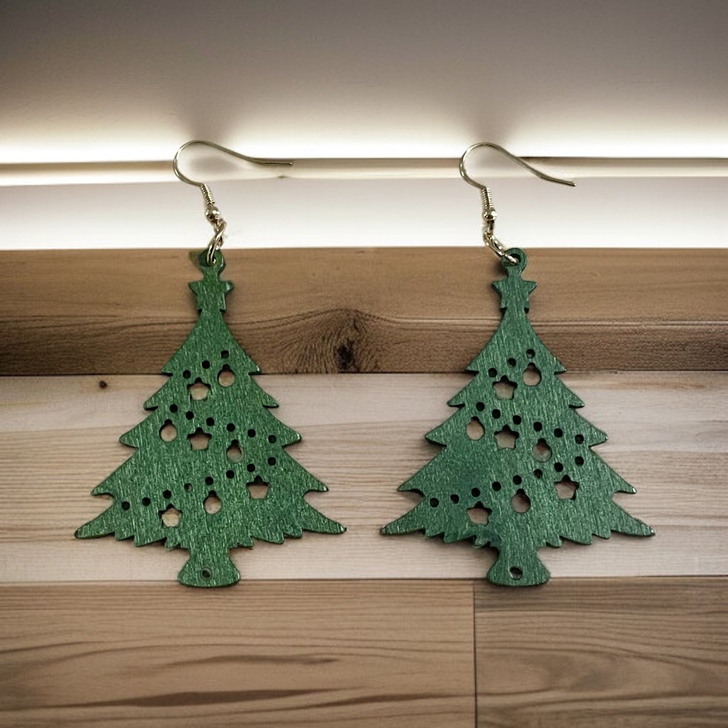 Evergreen Christmas Tree Wood Earrings 🌲✨