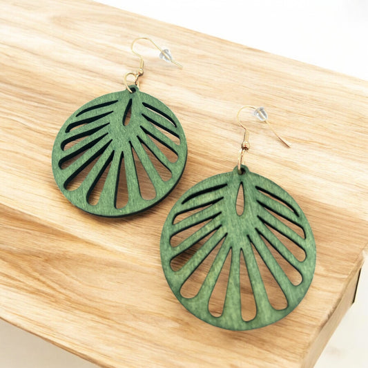 Unique Green Laser Cut Earrings