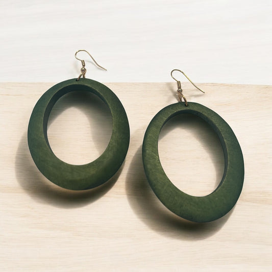 Verdant Hoop Wood Earrings