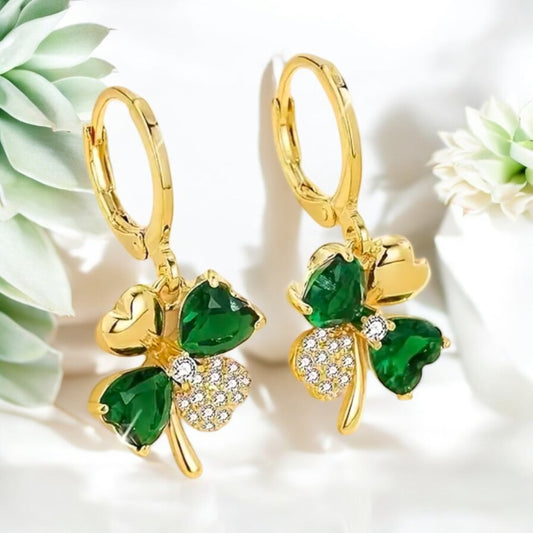 Elegant Gold Shamrock Hoop Earrings