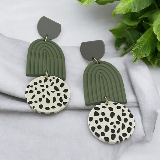 Earthy Dalmation Drop Earrings