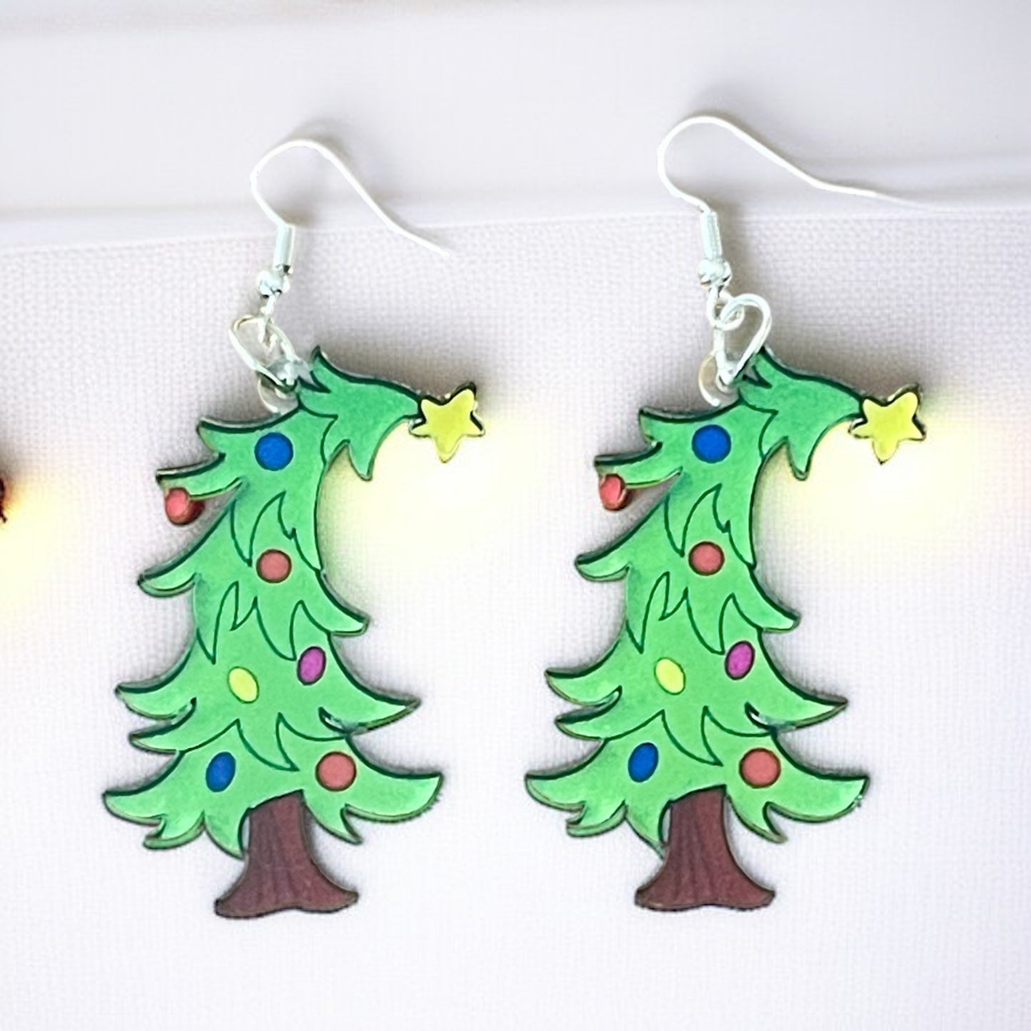 Grinch-Inspired Whimsical Christmas Tree Earrings
