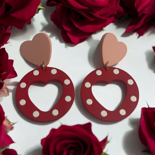 Polka Dot Heart Hoop Earrings