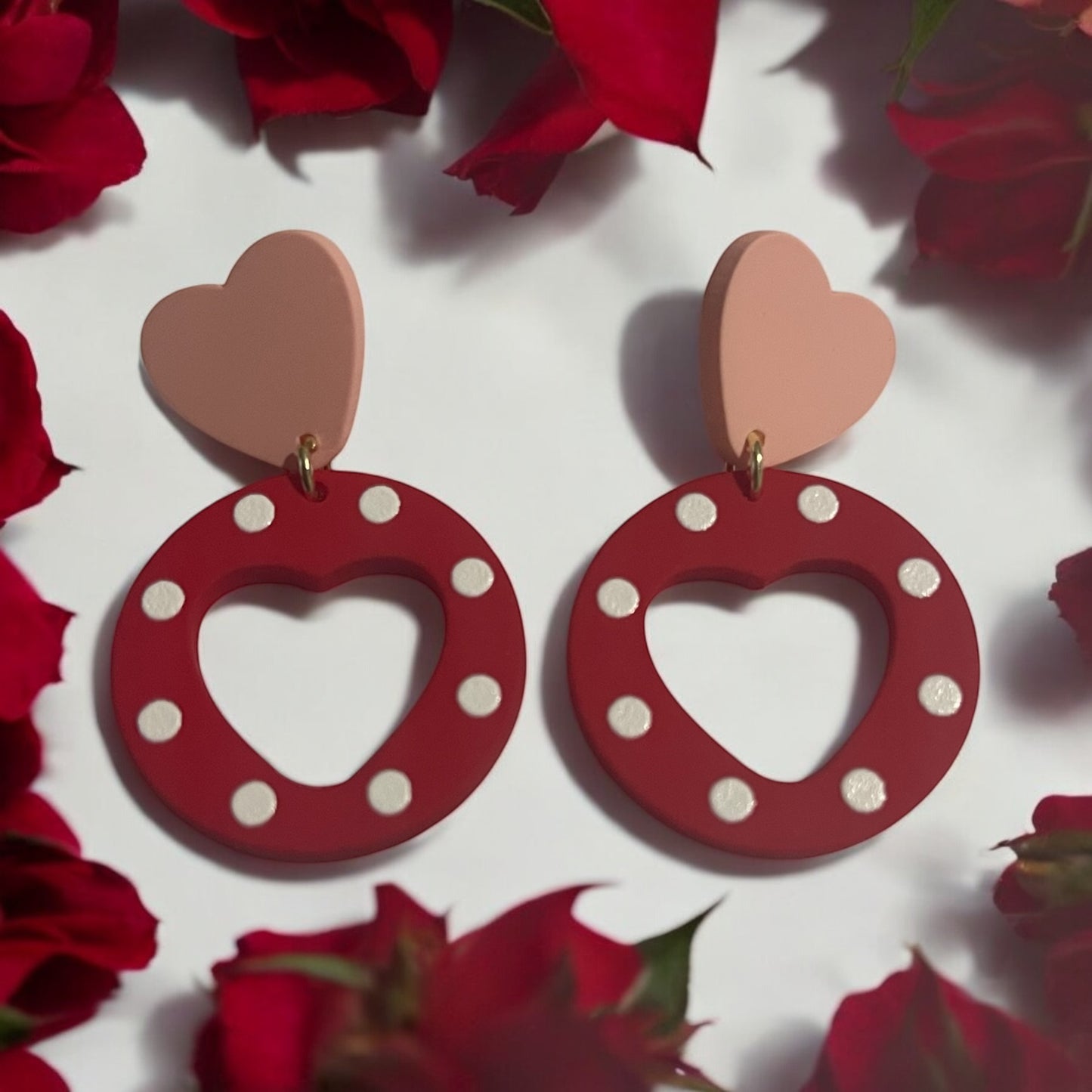 Polka Dot Heart Hoop Earrings