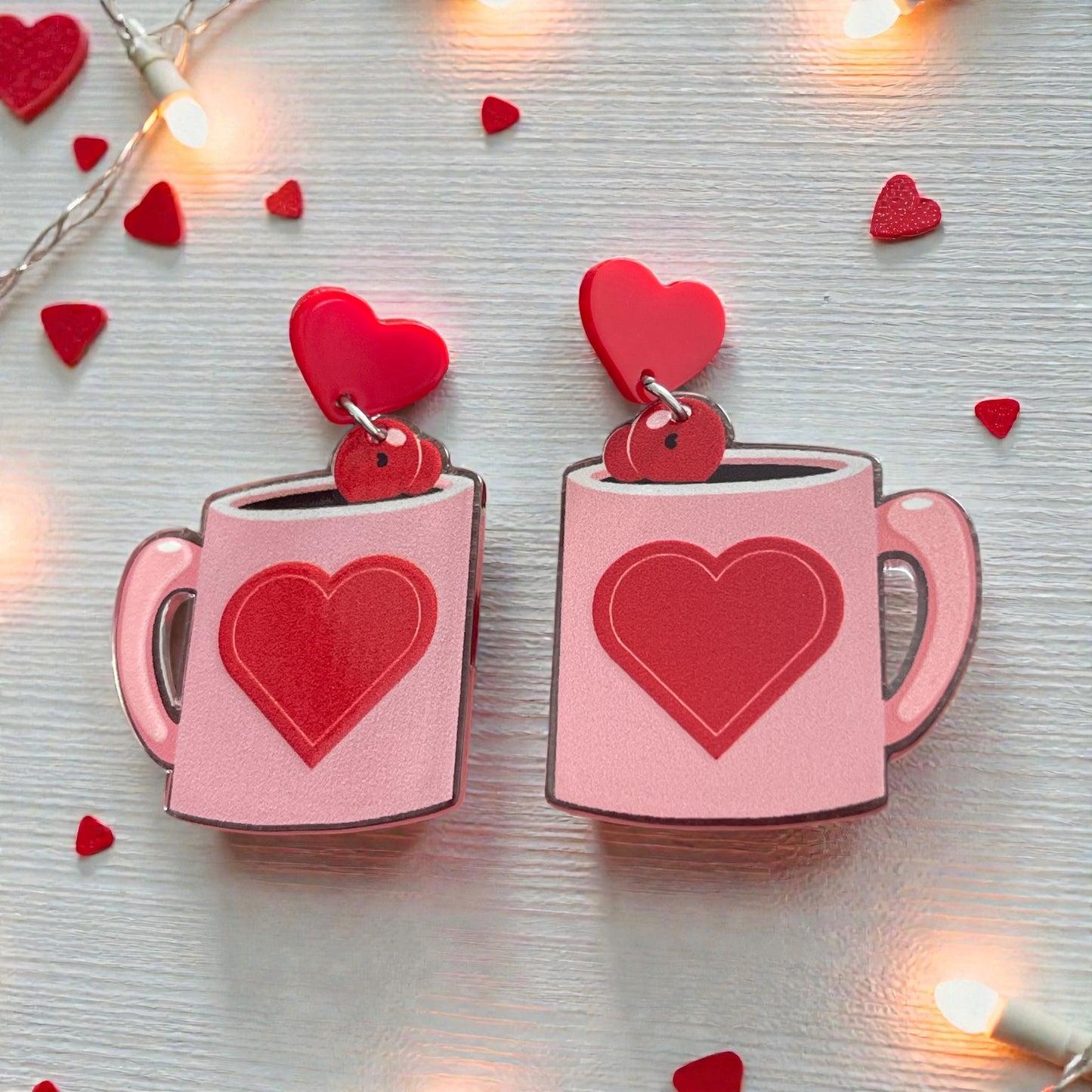 Love Mug Heart Dangle Earrings